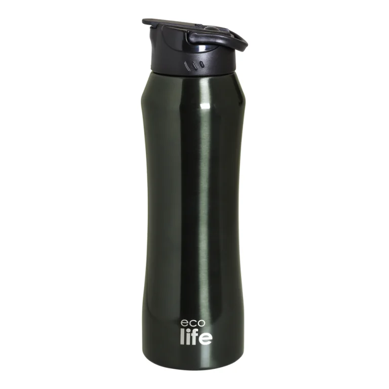 Μπουκάλι thermos 550ml. με εσωτερικό καλαμάκι μαύρο - Ecolife
