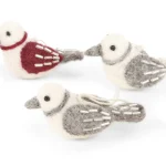 Χριστουγεννιάτικα μικρά πουλάκια "Pearl Birds" 4,5εκ. σετ/3 - Gry & Sif